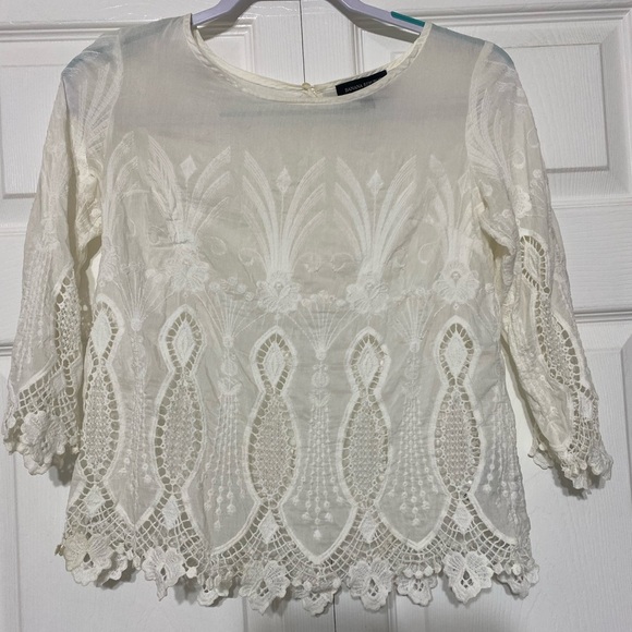 Banana Republic Tops - Banana Republic Cream Lace Blouse petite xs